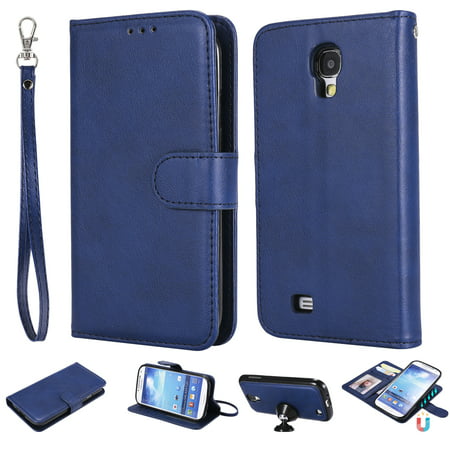 Galaxy S4 Case Wallet, S4 Case, Allytech Premium Leather Flip Case Cover & Card Slots Pocket, Wrist Design Detachable Slim Case for Samsung Galaxy S4 (S IV I9500) (Best Samsung S4 Wallet Case)