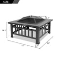 thumbnail image 6 of 32" Metal Fire Pit Brazier Square Table Wood Burning Patio Heater Stove Outdoor, 6 of 8