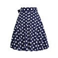 thumbnail image 5 of Homenesgenics Skirt for Women Fashion Ladys Womens High Waist A-Line Skirt Bandage Flared Midi Skirt Polka Dot Skirt with Bow Blue S, 5 of 5
