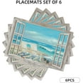 thumbnail image 2 of Coastal Beach Placemats Set of 6 Seascape Ocean Table Mats Washable Place Mats for Home Party Indoor Kitchen Dining Table Decoration 12x18 Inch, 2 of 6