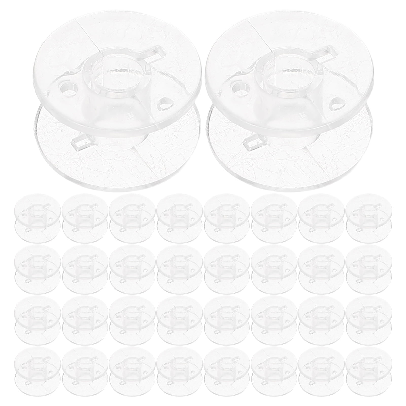 Uonlytech Clear Plastic Sewing Machine Bobbins with Sturdy Case for Easy Access 50Pcs