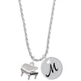 thumbnail image 1 of Delight Jewelry Silvertone Piano Silvertone Script Initial Disc - M - Charm Necklace, 20"+3", 1 of 4