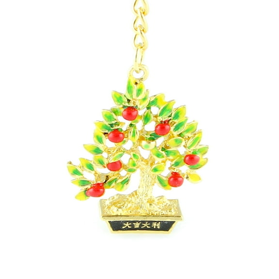 Feng Shui Bejeweled 108 Tangerine Tree Amulet Keychain