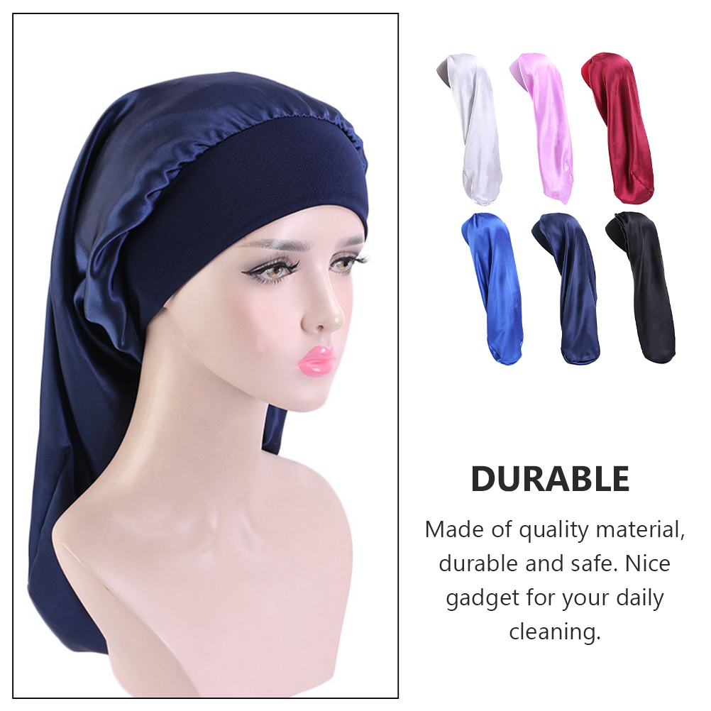 LEORX 6Pcs Satin Cap for Long Hair Sleep Hair Bonnet Assorted Color for Adults