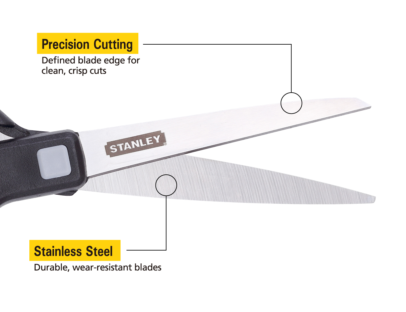 Stanley 8 Inch All-Purpose Scissor, 2 Pack, Black (SCI8ST-2PK)