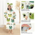 thumbnail image 4 of Dailycode Wearable Blanket Hoodie Oversized Sherpa Flannel Blankets with Pocket for 3-14 Year Old Cute Frog Head and Rainbow, 4 of 7
