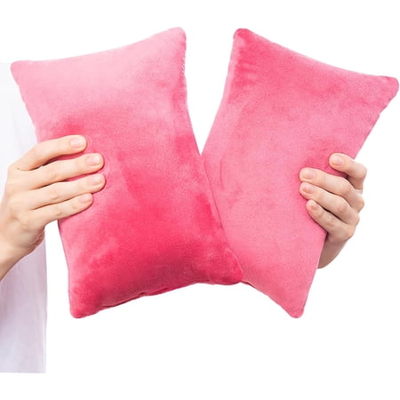 2 Pack Small Memory Foam Mini Pillow 11 x 7 Inches Multi‑Purpose Cushion for Travel Nap Sleeping Neck Knee Lumbar Support Also for Pet Dogs Red