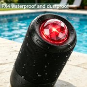 TUNES2GO Portable Bluetooth Speaker with Party Lights, IPX4 Waterproof, 15W, TWS, Black