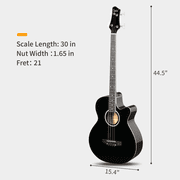 Tcbosik Full Size Acoustic Electric Bass Guitar Beginner Kit, 4 Strings Electric Acoustic Bass Guitar with Equalizer, Bag, Cable, Wrench, Strap, Plectrum, Black