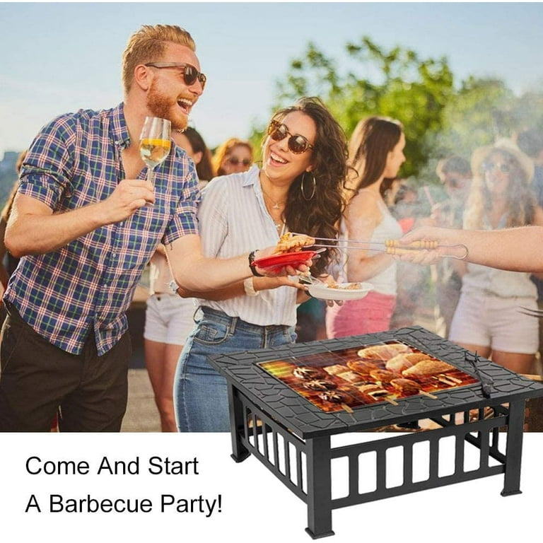 Hottest Outdoor Fire Pit, 32'' Square Metal Firepit Table,Wood Burning Stove BBQ Table, Ice Pit, Heater, Waterproof Cover, Suitable for Backyard Garden Camping Party Hottest Outdoor Fire Pit, 32'' Square Metal Firepit Table,Wood Burning Stove BBQ Table, Ice Pit, Heater, Waterproof Cover, Suitable for Backyard Garden Camping Party