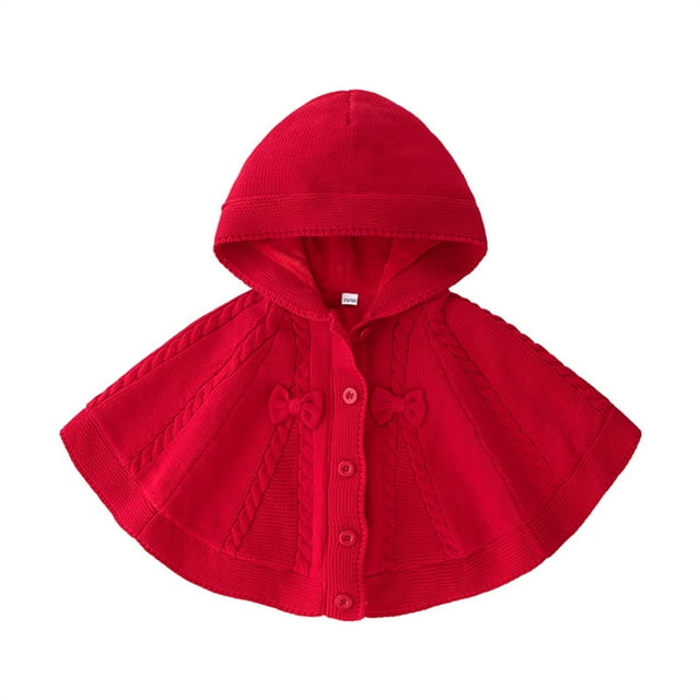 WEAIXIMIUNG Robe Pull Orange Cape Courte pour Filles Poncho à Capuche Pull Châle pour Enfants Pull de Vacances pour Tout-Petits