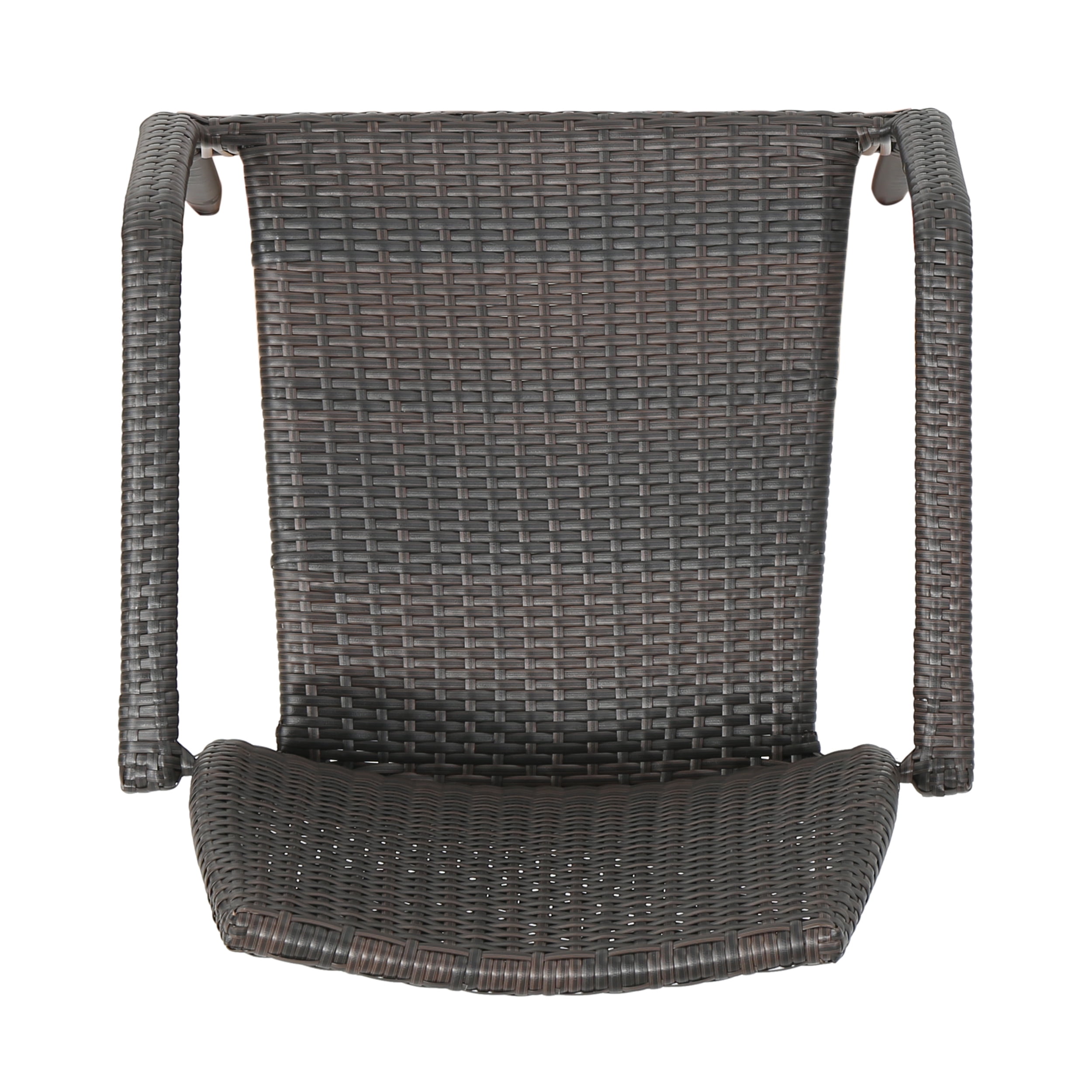 Landsbury Outdoor 3 Piece Wicker Chat Set with Stacking Chairs and Hourglass Side Table, Multibrown
