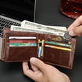 thumbnail image 4 of Cartera NIUCUNZH de piel para hombre, plegable, RFID, vertical, marrón, 4 of 7