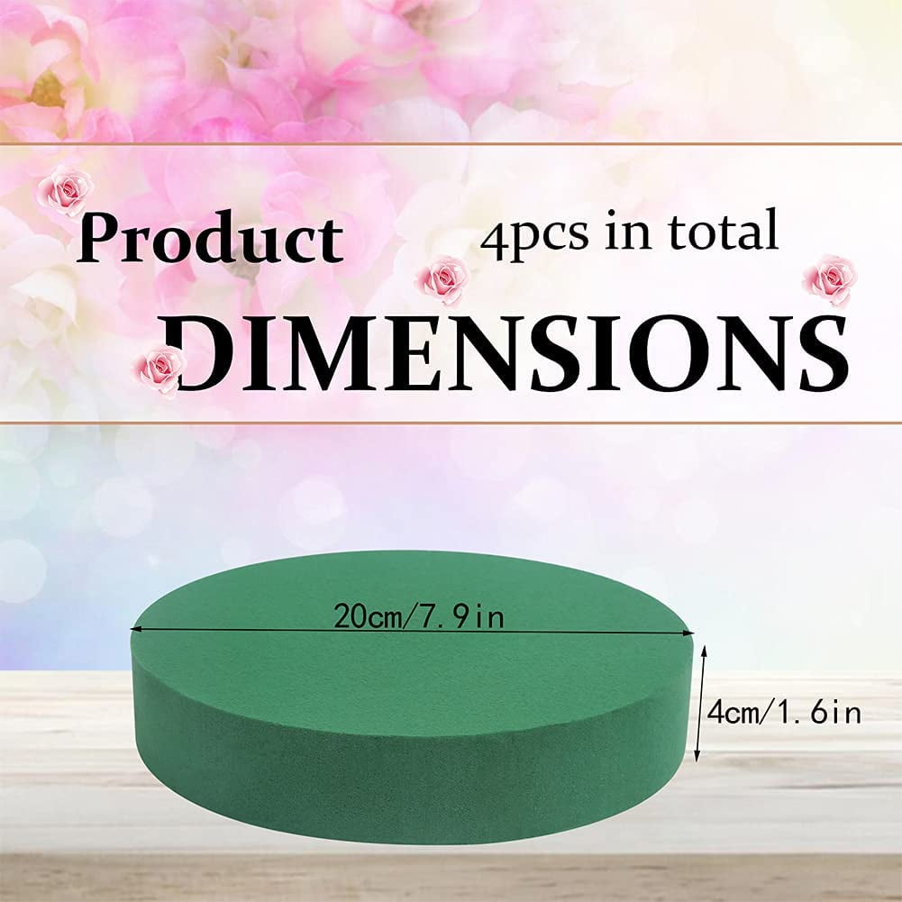 NANAHuang Round Floral Foam Blocks,8" Large Wet Foam Bricks for Wedding Flower Arrangement Supply,Pack of 4