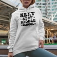 thumbnail image 2 of Next Stop Middle School, Student Graduation Themed, White Hooded Sweatshirt or Hoodie, Large, 2 of 5