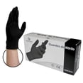 thumbnail image 1 of Guantes de nitrilo negros medianos , libre de latex, sin polvo, sin vinil, dispensador con 100 piezas extra resistentes The woody backyard guantes de nitrilo negros talla mediana, 1 of 5