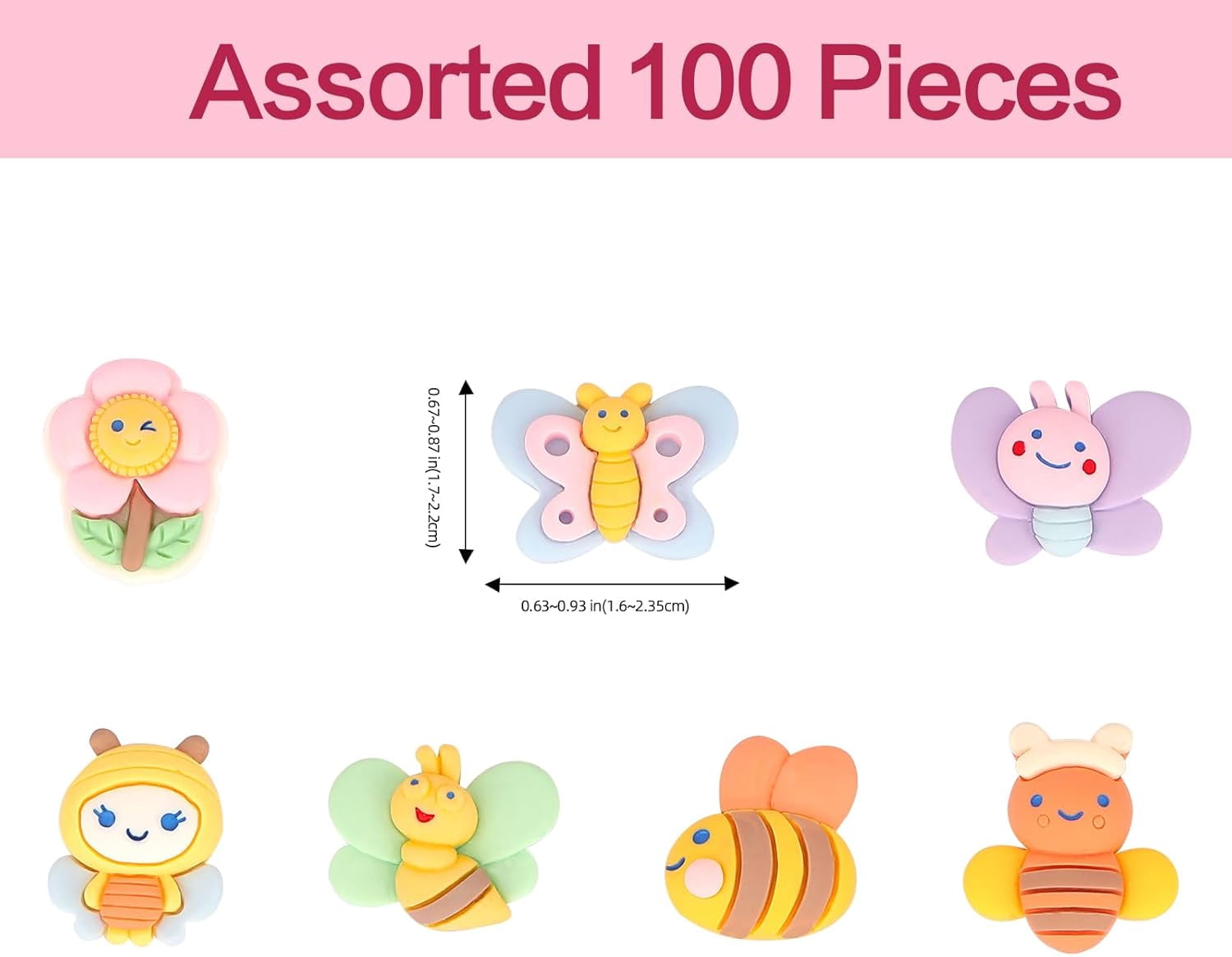 100Pcs Assorted Animal Flatback Slime Resin Charm Opaque Happy Face Heart Charm Epoxy Slime Charm for DIY Jewelry Craft Making Scrapbooking(Sheep)