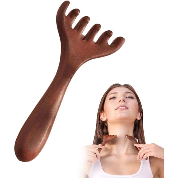 Six-Claw Meridian Massage Comb,2025 New Manual Scalp Massager Gua Sha Combs,Wooden Broad Tooth Comb Portable Massager Tool for Scalp Eye Facial Neck Shoulder