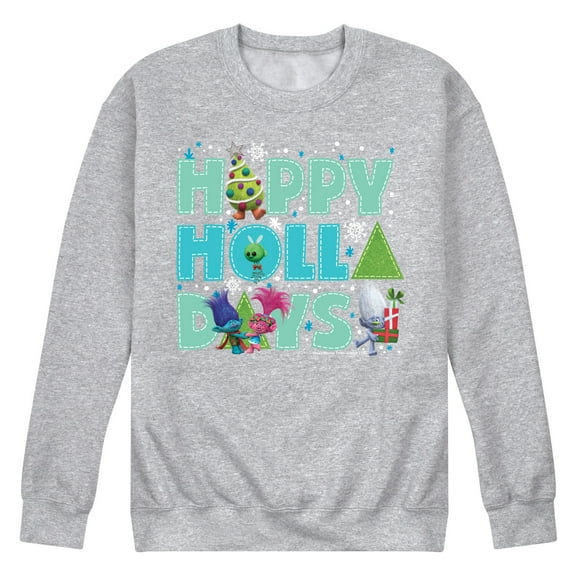 Trolls Movie - Christmas - Happy Holla Days - Poppy, Branch, & Guy Diamond - Men's Crew Neck Fleece Pullover