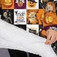 thumbnail image 3 of Oversized Wearable Blanket Hoodie,Halloween Icons Collage Pattern Sherpa Blanket Hoodie with Super Pockets,Super Warm Fuzzy Pullover for Women & Men, 3 of 6