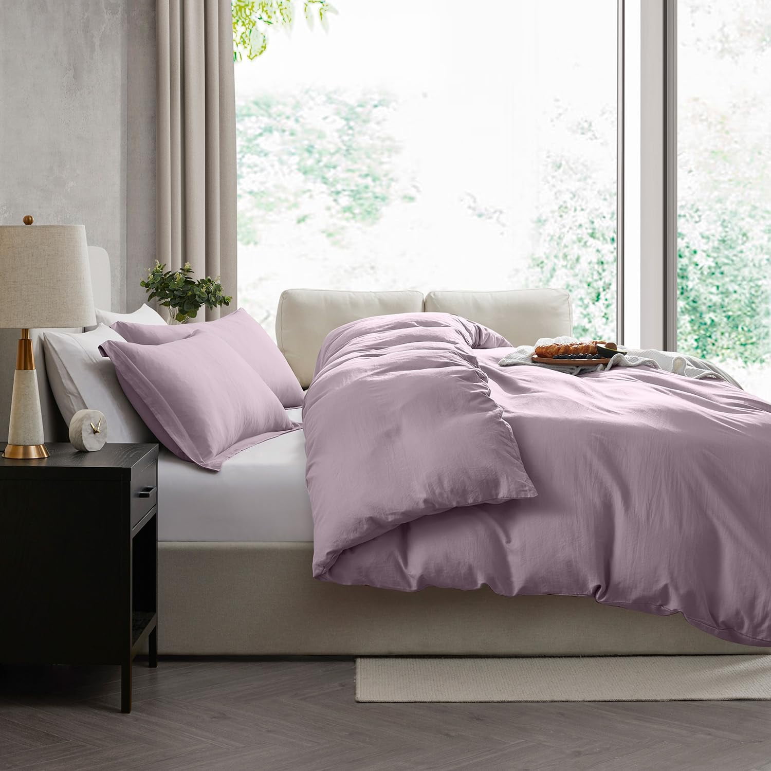 LammaLoe Duvet Cover California King Size, Soft Prewashed 3-Piece Duvet Cover Bedding Set with Pillow Shams, Dusty Purple