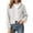 White, variant on Women's Lightweight Hoodie Jacket Linen Blend Long Sleeve Button Down Cropped Coat Drawstring Hem Casual Daily Outerwear with Pockets White