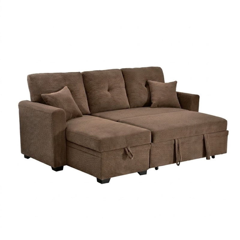 L-Shaped Sectional Sofa with Pull-Out Bed and Reversible Chaise, Convertible Sleeper Sofa Bed Modern Couch Bed for Living Room Apartment