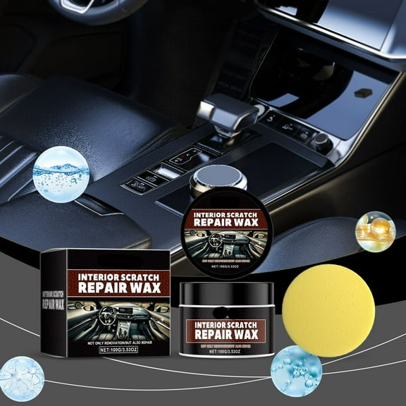 Total Interior Cleaner & Protectant, Safe on Dash, Leather, Vinyl, Plastics, Trim, Glass, Fabric & More, 3.38oz with Sponge