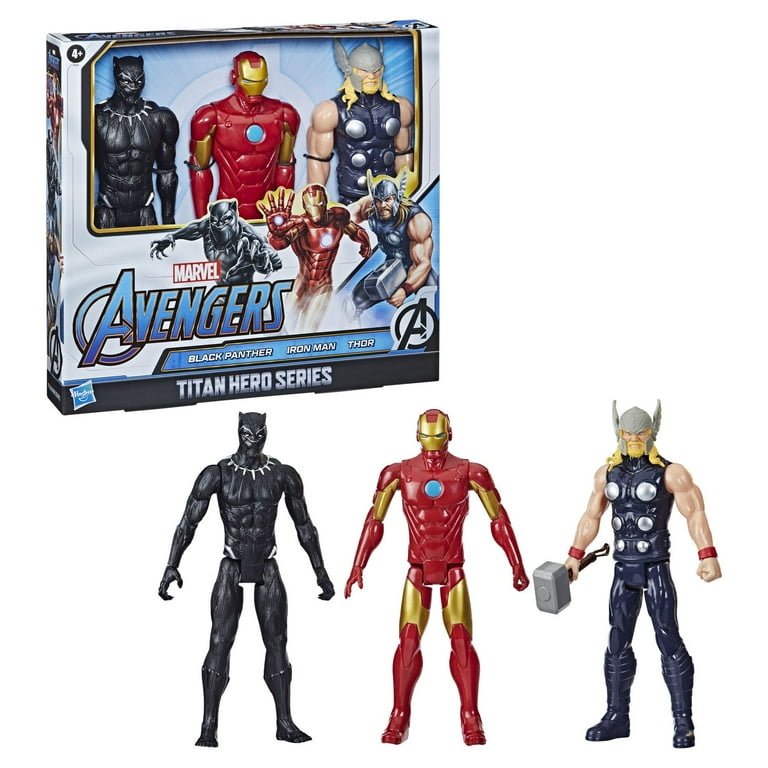 Marvel: Avengers Titan Hero Series Black Panther, Thor, and Iron Man Kids  Toy Action Figure for Boys and Girls Ages 4 5 6 7 8 and Up