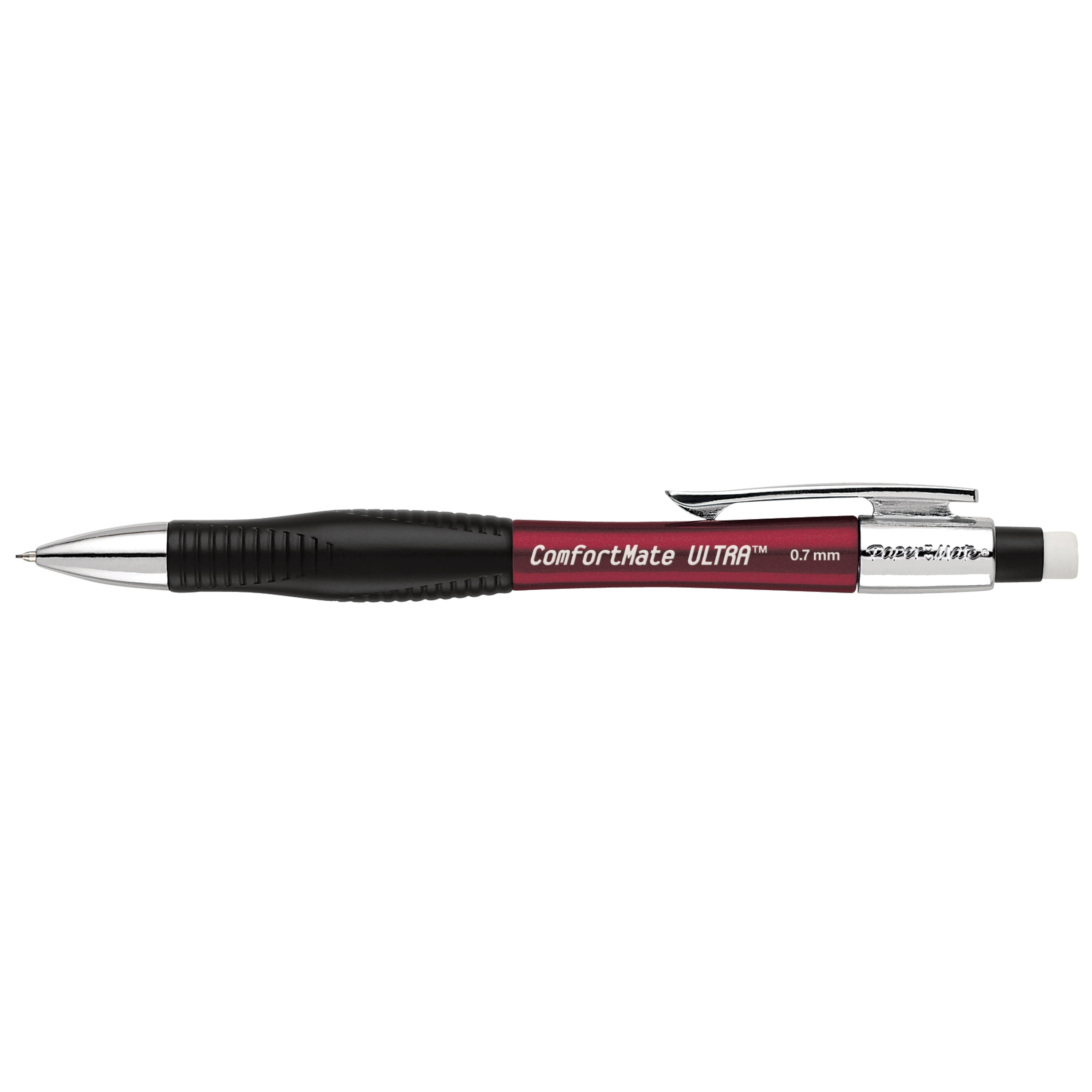 Paper Mate Comfort Mate Ultra Mechanical Pencils, HB #2 Lead (0.7 mm), Assorted Colours, 2 Pencils, 1 Lead Refill Set, 5 Erasers
