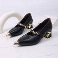 thumbnail image 4 of Cojines Del Dedo Del Pie para Zapatos Accentos Superiores de Metal de Cuero Falso 3 Pulgadas Tacones de Tacón Zapatos de Baile para Mujeres de Moda Casual Versátil Más Tamaño, 4 of 8