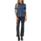 thumbnail image 2 of CAMISA DE CUERO PU INSPIRE CHIC CON BOTONES PARA MUJER, BLUSA DE MANGA CORTA CON COLLAR, CHAQUETA, TOP DE FIESTA Y CLUB, TALLA XS, AZUL, 2 of 5