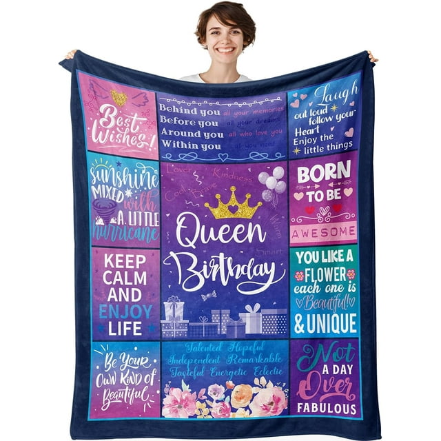 LHSHID 18th Birthday Gifts for Girls Birthday Decor Purple 350gsm Plush Throw Blanket for 18 Year Old 18th Birthday Decorations for Daughter Bestie Sister BFF
