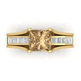 thumbnail image 2 of 2.28 ct Brilliant Princess Cut Champagne 14k Yellow Gold Solitaire with Accents Engagement Bridal Wedding Ring Band Set size 9.75, 2 of 7