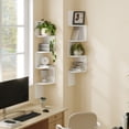 thumbnail image 2 of HOOBRO Corner Shelf Wall-Mounted, Set of 2 Floating Corner Shelves for Wall, 4-Tier Corner Bookshelves for Living Room, Bedroom, Bathroom, Home Office, White WT25BJP201, 2 of 13
