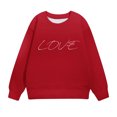 thumbnail image 4 of Tao Tao Kids Girls Boys Casual Crewneck Sweatshirt Letter Graphic Prints Blouses Long Sleeve Tops Cute Pullover Loose Fit For Valentines Day Red 3 Years, 4 of 7
