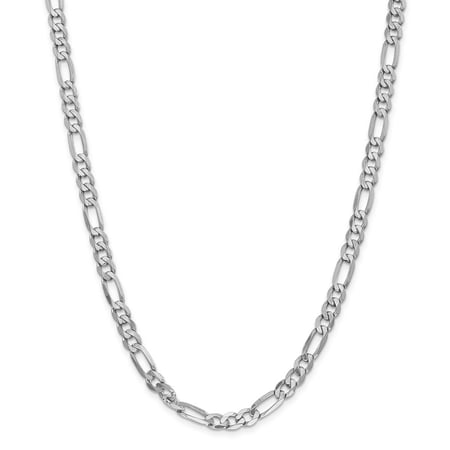 Leslie s Real 14kt White Gold 6mm Flat Figaro Chain; 24 inch; Lobster Clasp; for Adults and Teens; for Women and Men