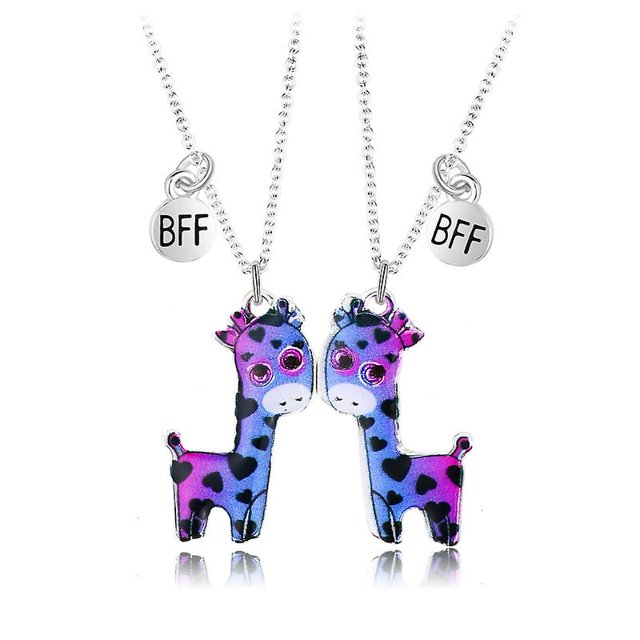 2pcs Collier Assorti pour les Meilleurs Amis Pendentif Coeur Aimant Personnalisé
