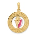 thumbnail image 1 of FB Jewels 14K Yellow Gold Virginia Beach On Round Frame with Enamel Conch Shell Center Pendant, 1 of 5