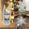 thumbnail image 3 of Christmas Tree Topper, 9.6”  Snowflake Tree Toppers Lighted Indoor with Rotating 3D Silver Snowflake LED Projector Hollow Glitter Lighted for Tree Christmas Decorations Holiday Ornaments, 3 of 10