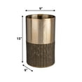 thumbnail image 5 of happimess Asher Modern 4.13-Gallon 2-Tone Faux Wicker/Metal Cylinder Waste Basket, Bronze/Coffee, HPM1102A, 5 of 8
