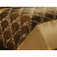 thumbnail image 6 of HIG 7 Piece Chocolate and Gold Faux Silk Fabric Embroideried Bedding Set, Queen, 6 of 6