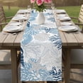 thumbnail image 4 of Blue Beige Coastal Table Runner 70 Inches, Grey Navy Blue Coral Starfish Nautical Bed Runner Dresser Scarves Tabletop for Indoor Outdoor Parties/Ceremony/Banquet, 13" x 70", 4 of 9
