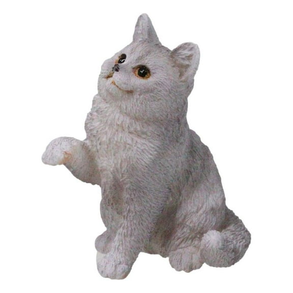 Realistic Feline British Shorthair Grey Kitty Cat Kitten Pawing Mini Figurine