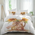 thumbnail image 2 of Sunflower Bedding 3 Piece Duvet Cover Set Full Size, Orange Yellow Floral Painting Watercolor Soft Microfiber Comforter Cover with Zipper Closure & Pillowcases, Wrinkle & FadeResistant Quilt Cover, 2 of 9