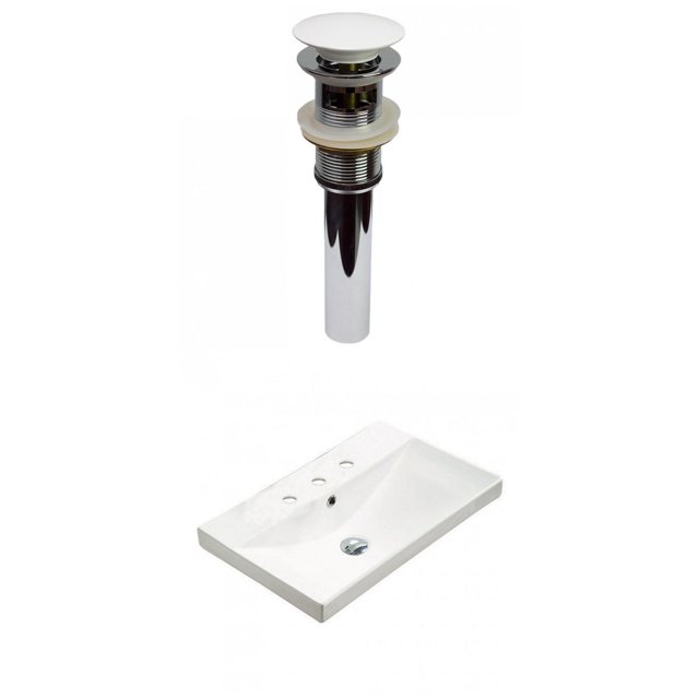 American Imaginations 23.86-in. W 3H8-in. Ceramic Top Set In White Color - Overflow Drain Incl. AI-30883