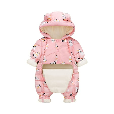 

TOPUNDER Newborn Baby Fleece Jumpsuit Puffer Padded Jacket Thermal Pants Cotton Lined Infant One Piece Bear Ear Hoodie Romper Toddler Windbreaker Kids Unisex Baby Hooded Winter Warm Outerwear Snowsuit