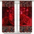 thumbnail image 2 of Red Rose Curtains, Romantic Valentines Rose Window Treatments Rose of Love Heart Blackout Drapes for Bedroom Kitchen Living Room Woman Home Decor W42xL63in, 2 of 6