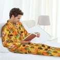 thumbnail image 6 of Lsque Pumpkins And Sunflowers Pattern Long Sleeve Pajama Set for Men - Soft 2-Piece Sleepwear and Loungewear Set with Pockets, Comfy Nightwear-Large, 6 of 7
