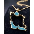thumbnail image 1 of Iran Map 18K Gold-Plated Pendant Necklace with Turquoise Enamel Inlay, 18" Chain and Gift Box Included, 1 of 5
